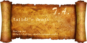 Tallér Anett névjegykártya